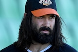 Aaron Woods looks on during Tigers training