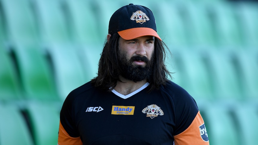 Aaron Woods looks on during Tigers training