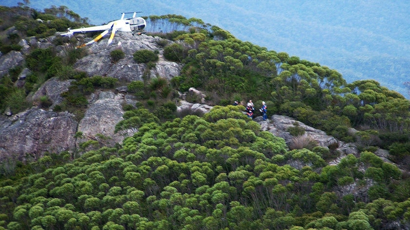 The helicopter crashed in Mount Barney National Park, north of Woodenbong in New South Wales.