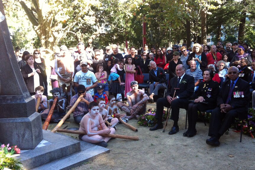 People gather in Sydney's Redfern before the Coloured Diggers March