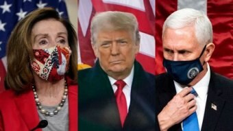 Composite image of Nancy Pelosi, Donald Trump and Mike Pence