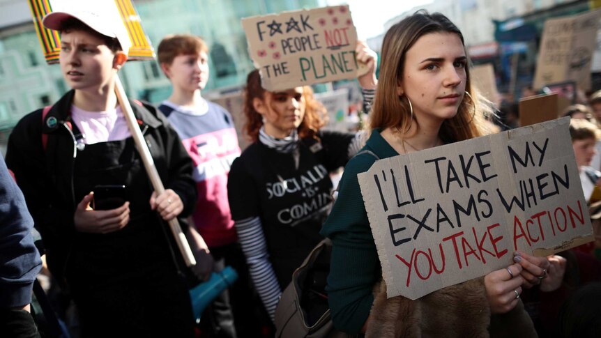 A climate strike in England in February 2019