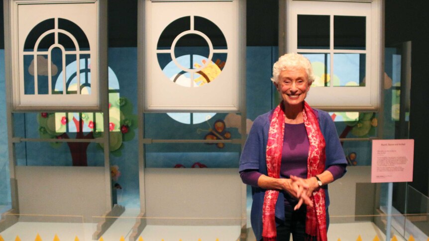 Former Play School presenter Benita Collings in front of the traditional windows.