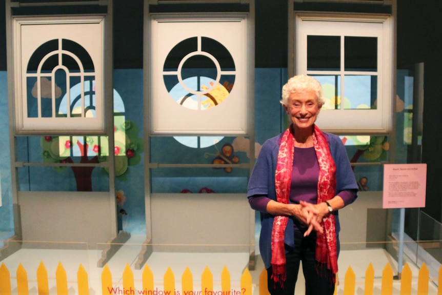 Former Play School presenter Benita Collings in front of the traditional windows.