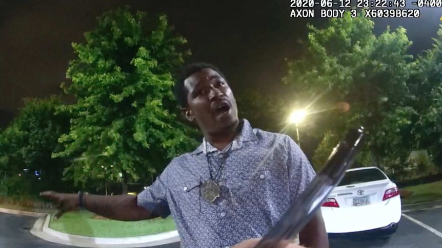 Screen grab taken from body camera video provided by the Atlanta Police Department shows Rayshard Brooks.