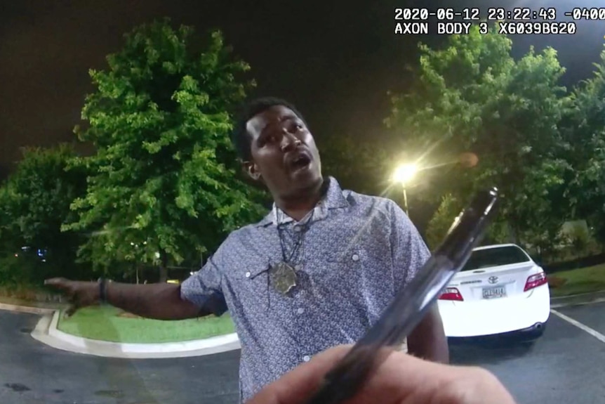 Screen grab taken from body camera video provided by the Atlanta Police Department shows Rayshard Brooks.