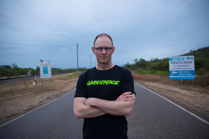 David Ritter stands on a road near Abbott Point in Queensland.