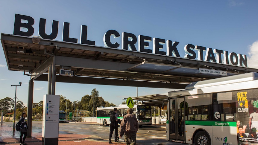 The Bull Creek bus and train station sits on top of the freeway.