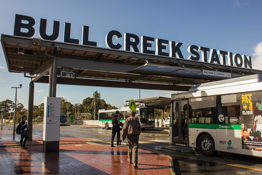 The Bull Creek bus and train station sits on top of the freeway.
