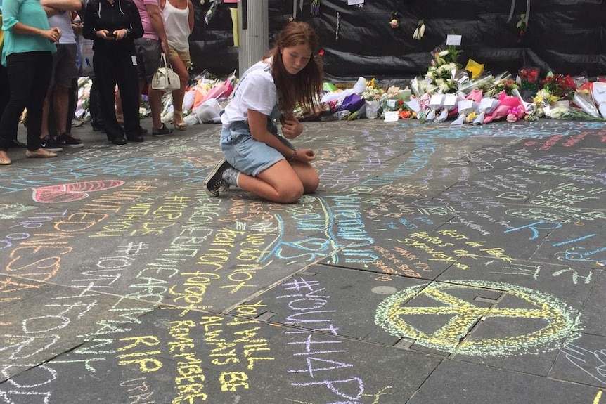 Martin Place chalk tributes