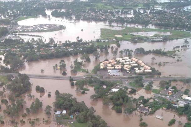 Aerial view of flooding at Waterford, south of Brisbane,