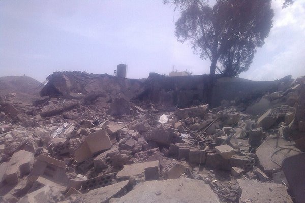 An MSF hospital after it is hit by an air strike in Yemen