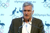 Australian Olympic Chef de Mission Ian Chesterman delivering a speech.