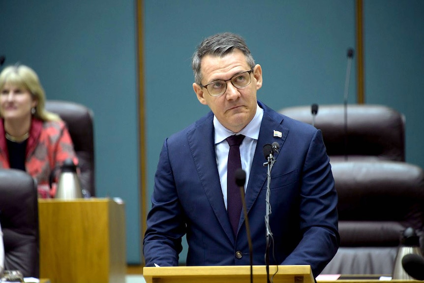 Michael Gunner looks teary in parliament