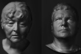 Hoda Afshar's photographic work Agonistes, two black and white photographs of a man and a woman who look like greek statues