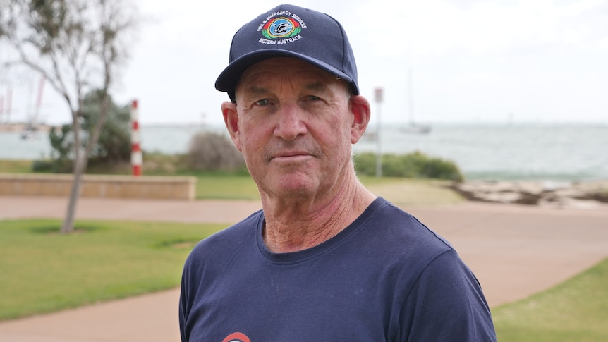 Marine rescue volunteer at Town Beach in Geraldton