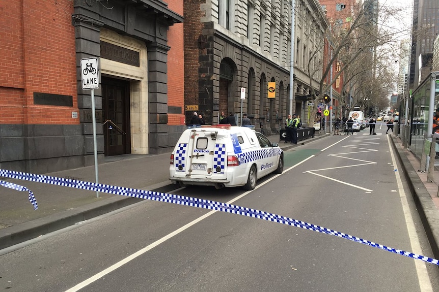 Police cordoned off a part of Bourke Street