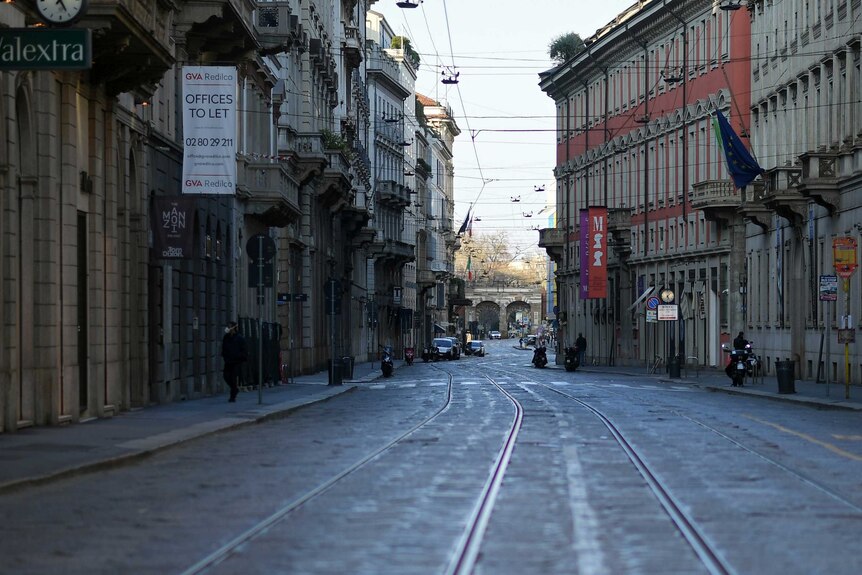 An empty street.