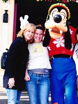 A mother and her daughter at Disneyland.