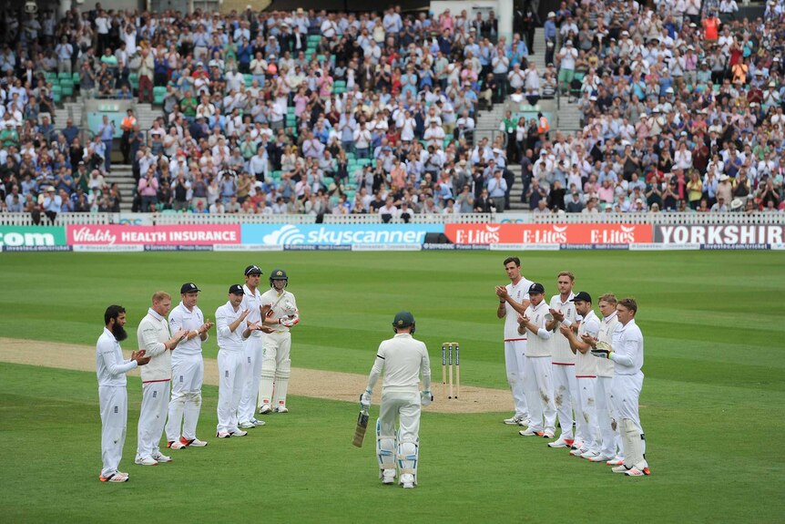 An England guard of honour for Australian captain Michael Clarke in his last Test at The Oval.