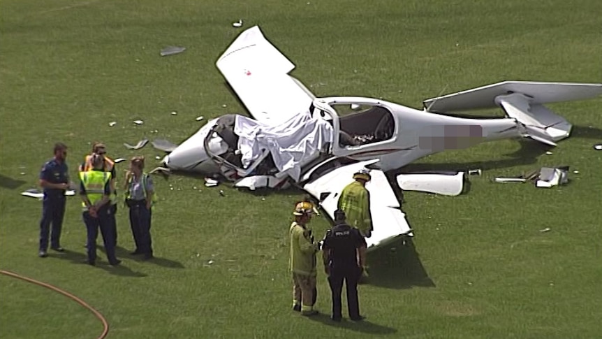 Emergency crews on the scene of a plane crash at Jimboomba.