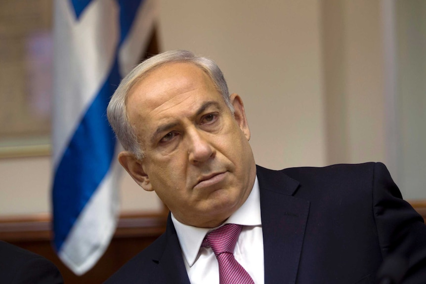 Benjamin Netanyahu attends a cabinet meeting.