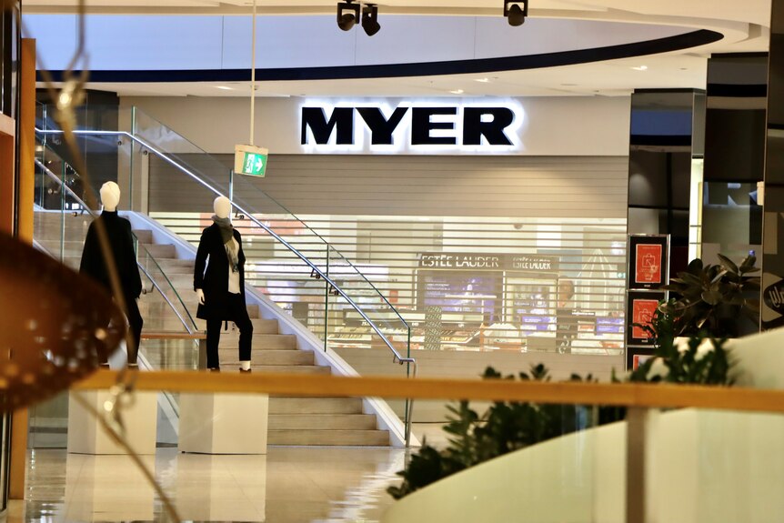 Myer shut with roller door down in Sydney CBD.