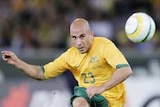 Marco Bresciano in action for the Socceroos in Melbourne.