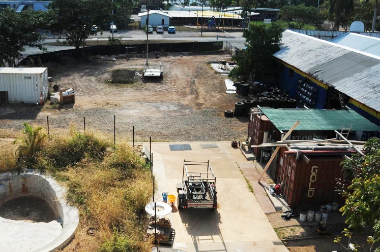 A photo of the the Darwin tyre yard, which was shown to the jury.