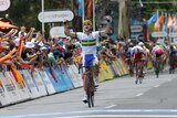 First home ... Jack Bobridge celebrates winning stage one in Campbelltown