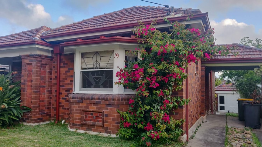 exterior of a suburban home covered in flowers