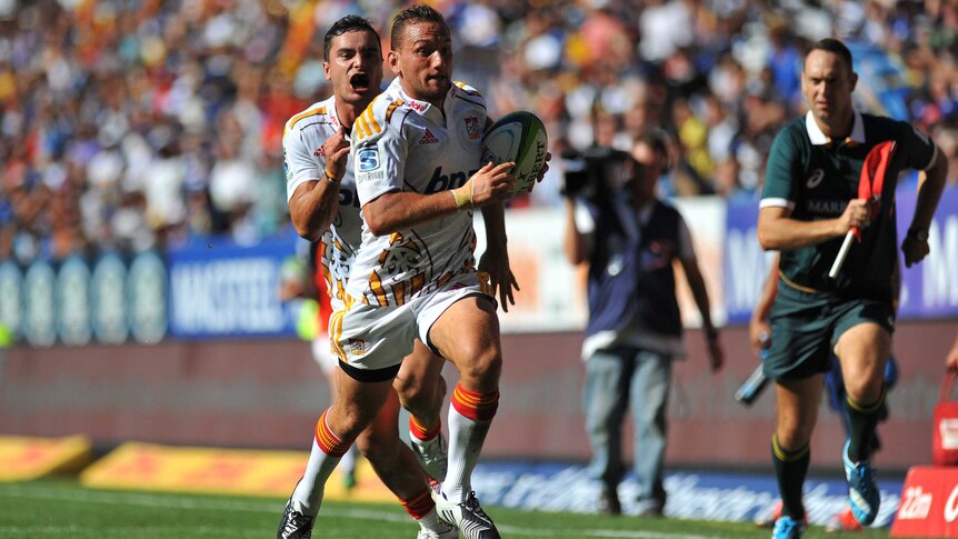 The Chiefs' Aaron Cruden in action against the Stormers in their Super Rugby match at Newlands.