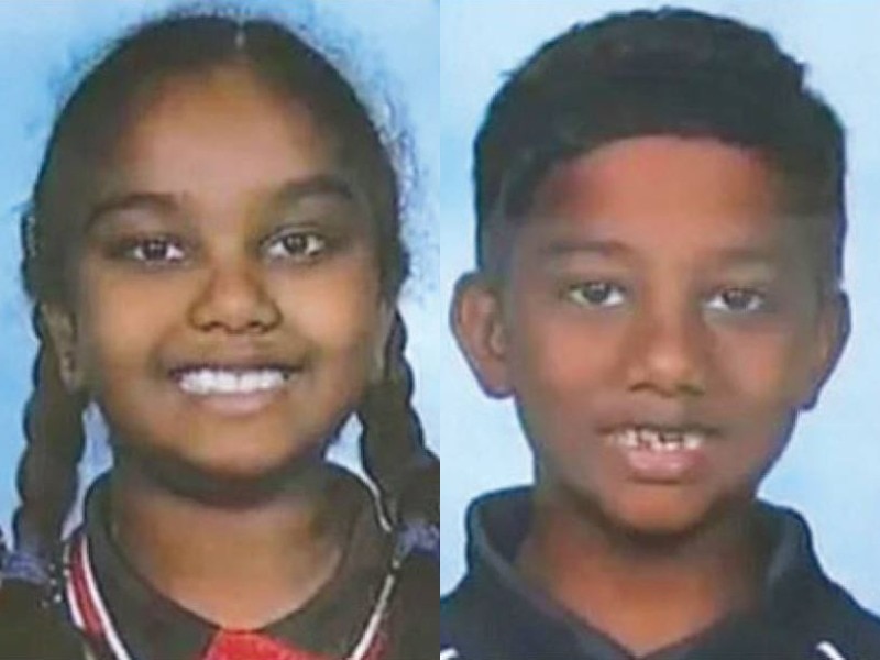A composite image of Abiyah and Aiden Selvan pictured in school photos
