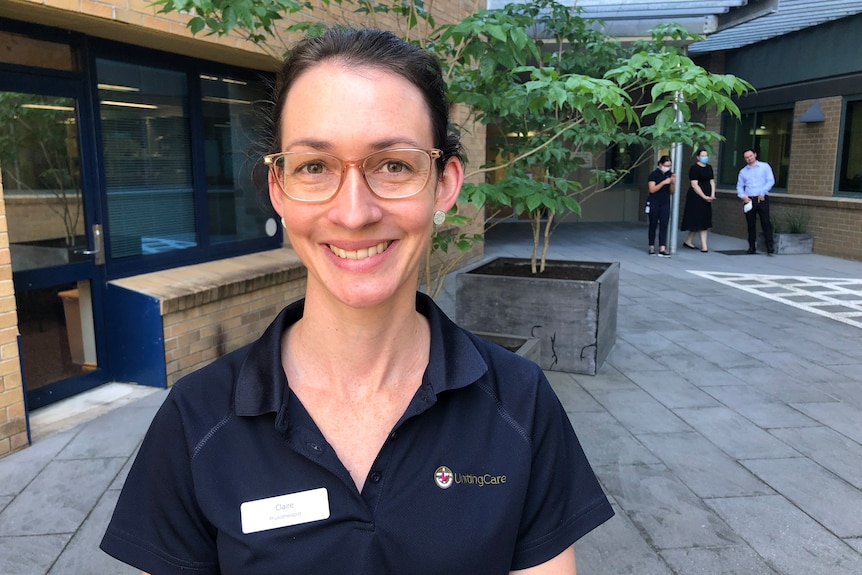 Claire Gahagan outside the Wesley Hospital.