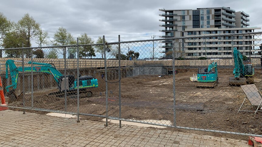 An empty construction site in Melbourne