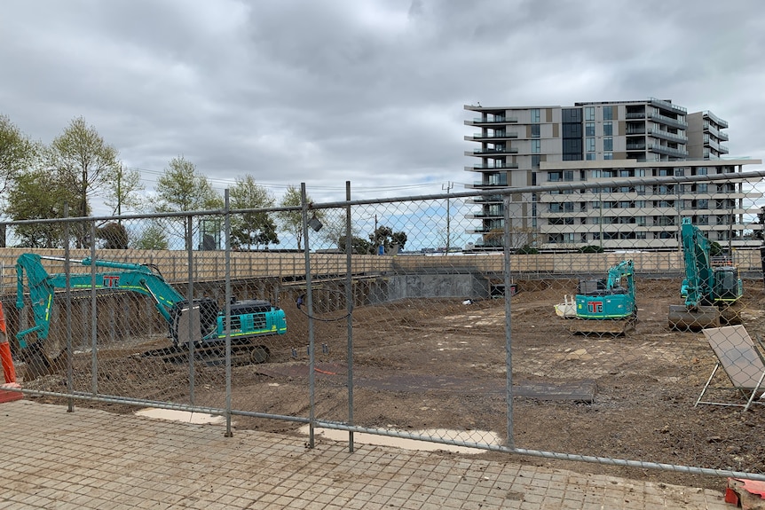 An empty construction site in Melbourne