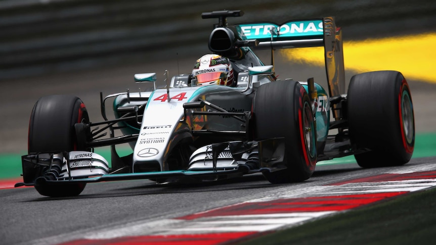 Mercedes driver Lewis Hamilton drives in qualifying for the Austrian Formula One grand prix.