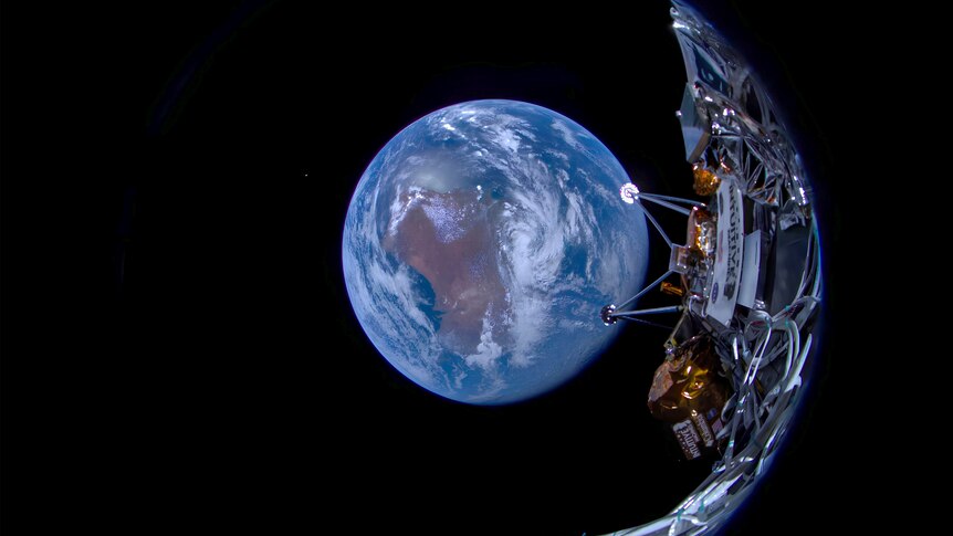 A spacecraft with the earth in the background