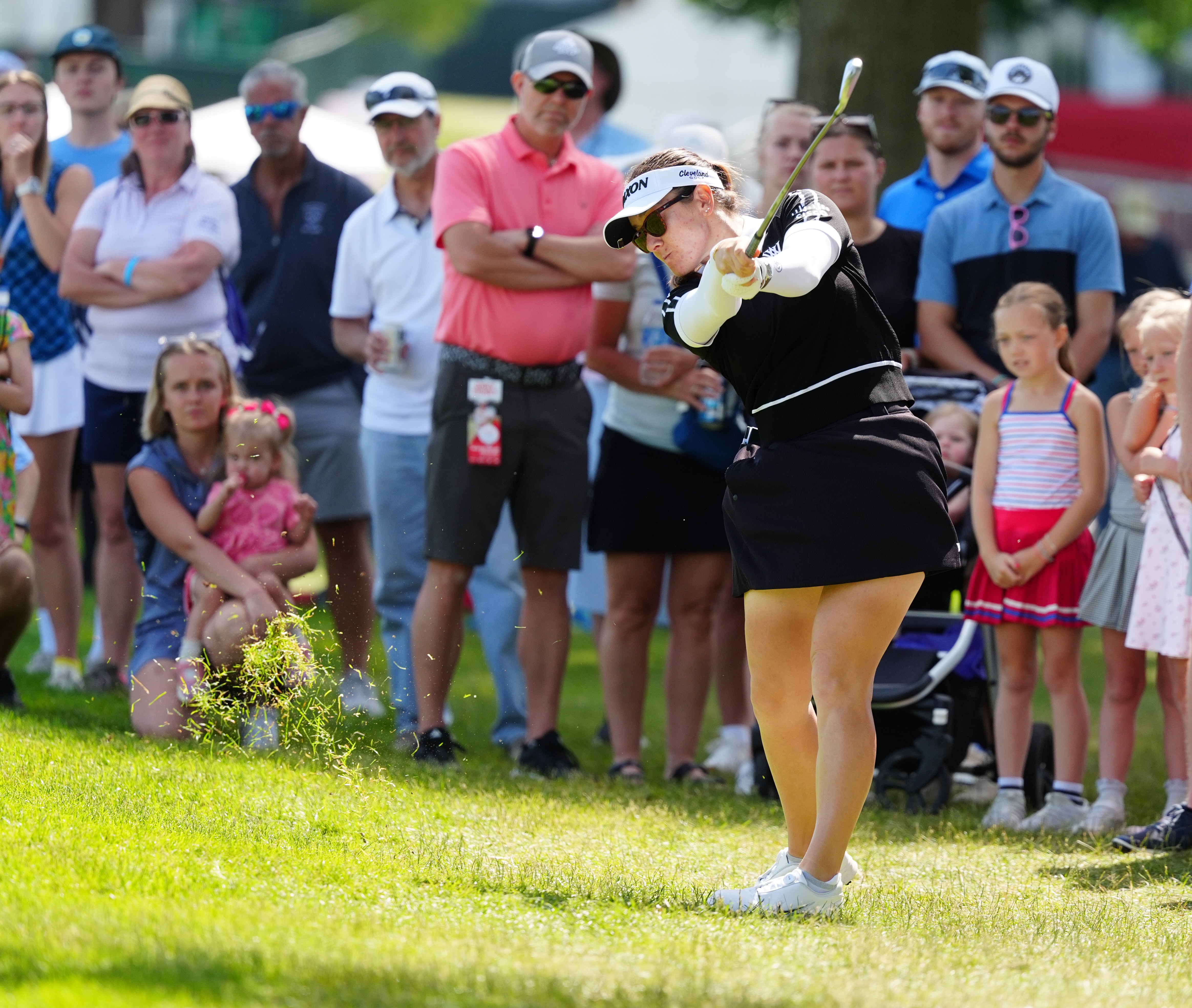 Hannah Green plays a shot in front of the crowd at the Meijer LPGA Classic.
