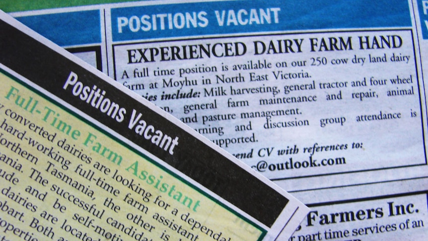 Agricultural job ads in newspaper
