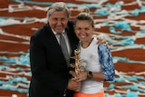 Ilie Nastase with Simona Halep after the Madrid Open