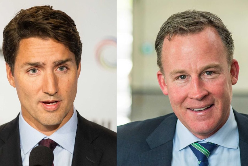 Canada's Justin Trudeau and Tasmania's Will Hodgman, side by side.