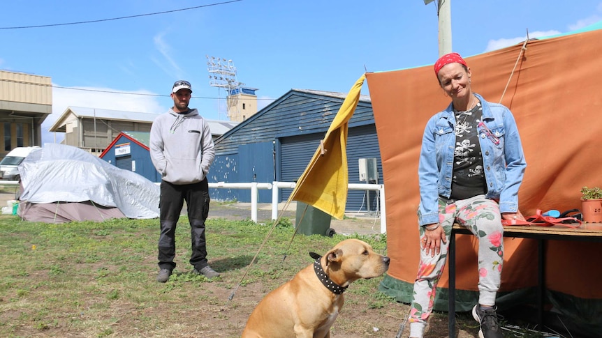 Rowena Worbey, Bradley Barr and their dog Jagger.