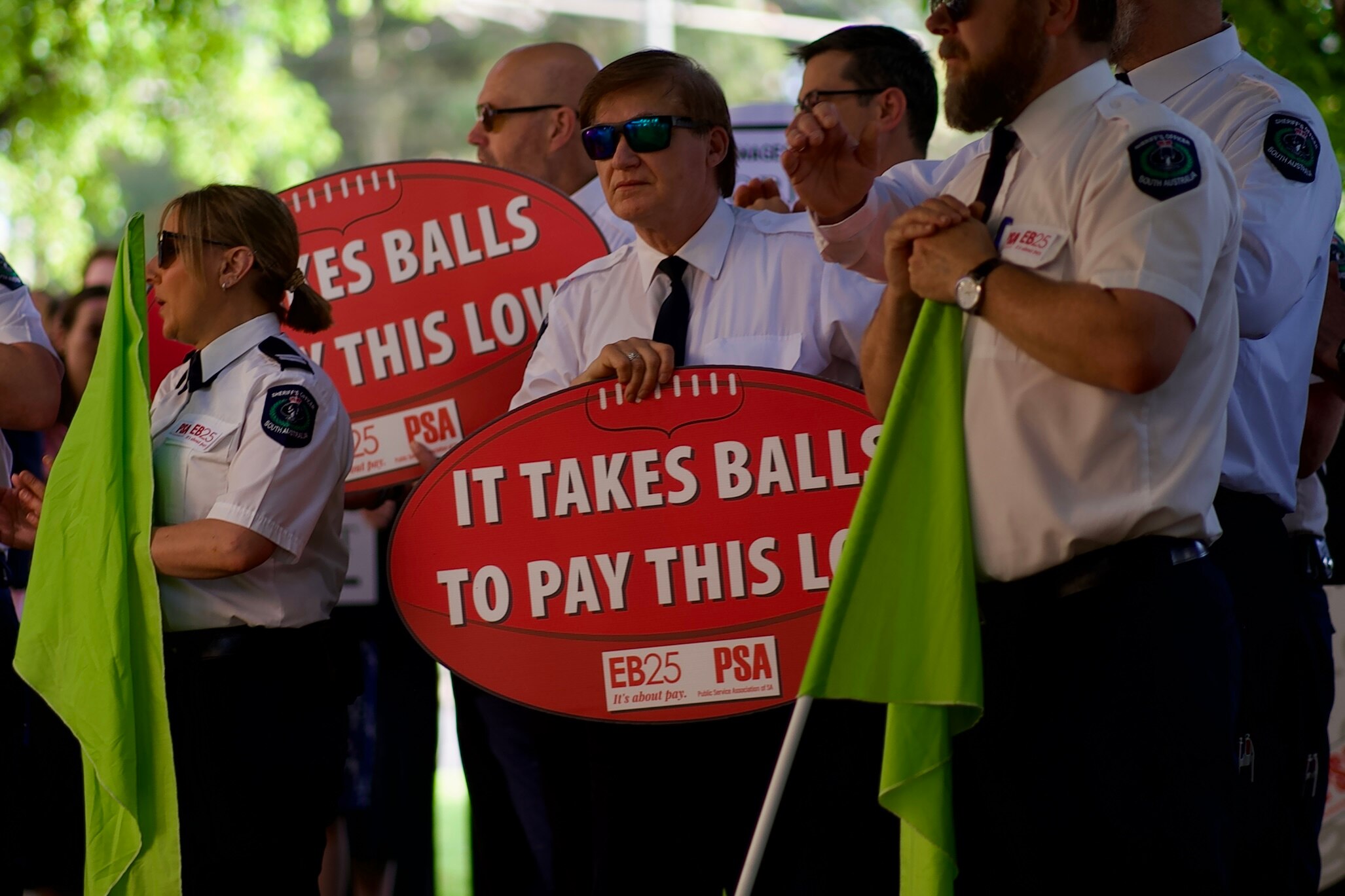 Una manifestación de la Asociación de Servicios Públicos en el CBD de Adelaida.