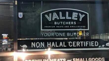 Shop front signage at Valley Butchers at Hope Valley.