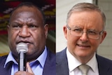 A composite of James Marape and Anthony Albanese.