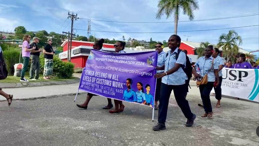 Women march in Honiara for International Women's Day  