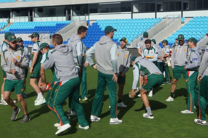 Tasmania's cricket team final home ground training session before QLD v TAS Sheffield Shield final.