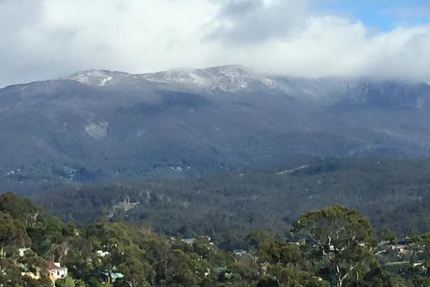 A dusting of snow on Mount Wellington.