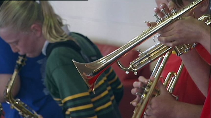 Children playing brass instruments